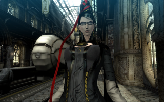 Bayonetta draagt doodnormale kleding, helemaal niks vreemds aan.